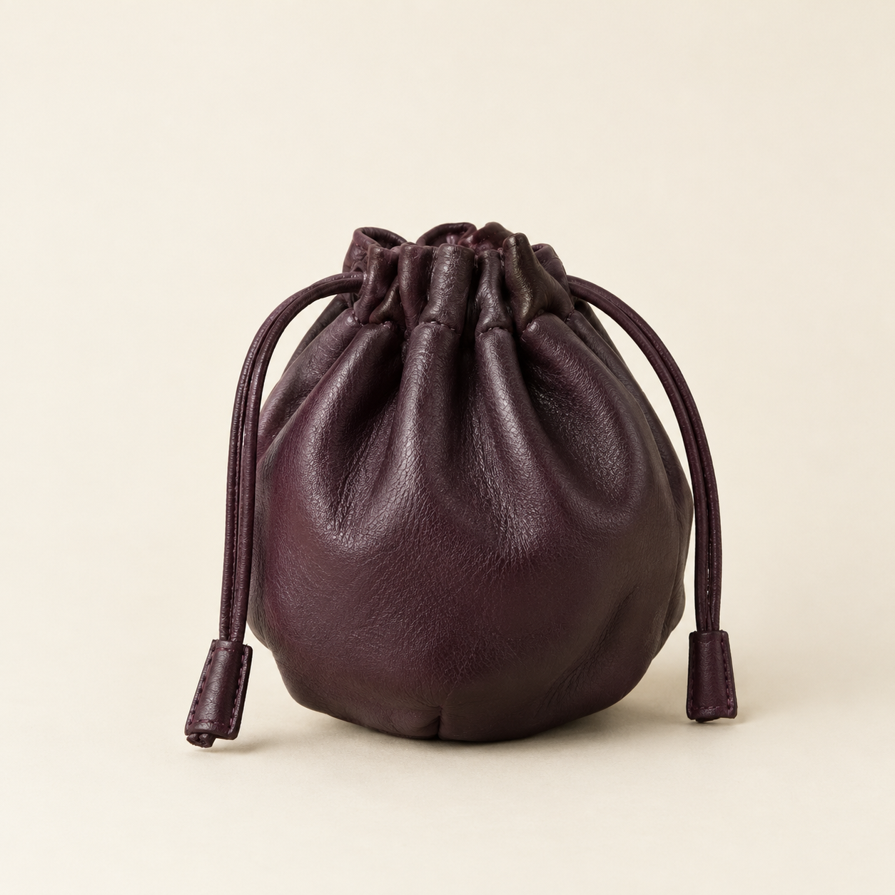Surukku Pai-Inspired Leather Coin Purse in deep burgundy